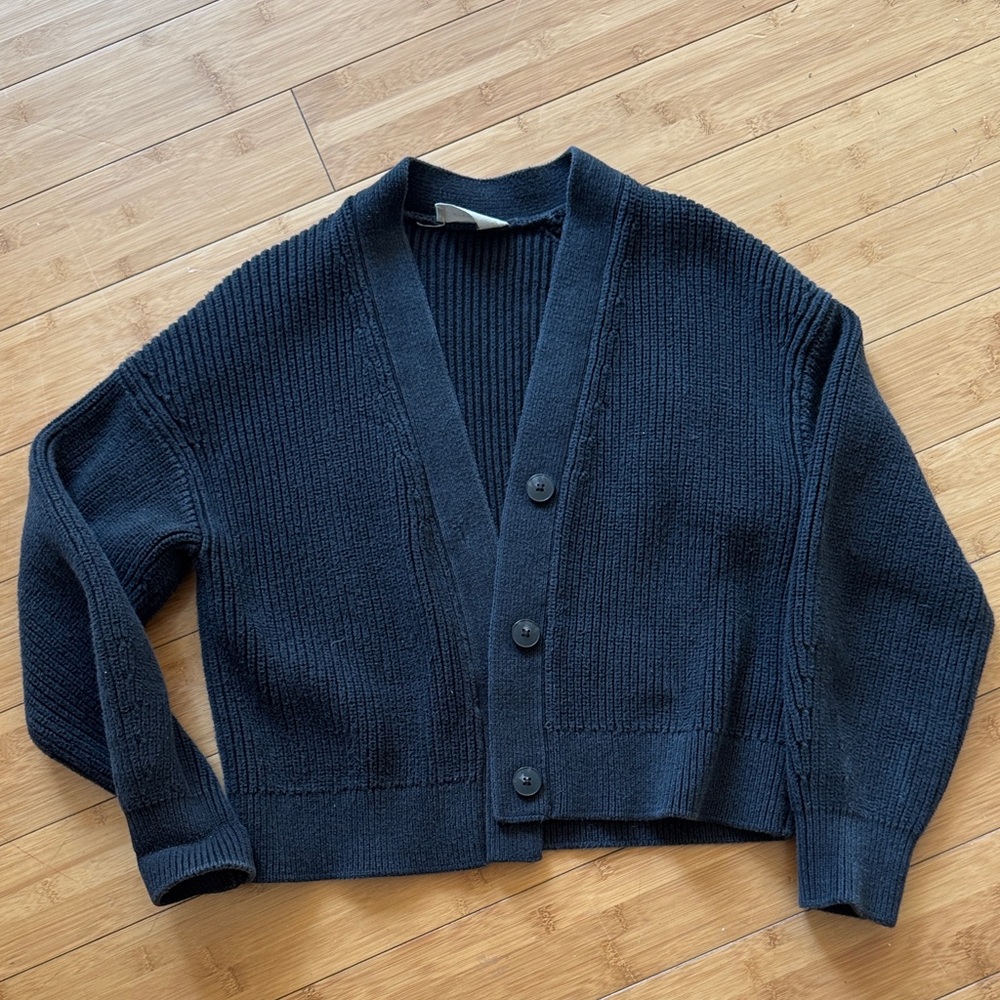 Everlane Organic Cotton Classic Black Women's Cardigan Sweater Medium